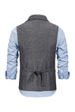 Brun Tweed Enkelknäppt Hakad Kappa Kostymväst Herr