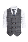 Brun Pinstripe Dubbelknäppt Sjal Lapel Kostymväst Herr