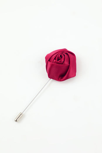 Fuchsia 5-delad tillbehörssats för män och fluga Pocket Square Flower Lapel Pin Tie Clip