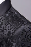 Svart Jacquard Sjal Lapel 2 Stycken Kostym Herr