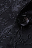 Svart Jacquard Sjal Lapel 2 Stycken Kostym Herr