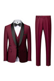Grå Sjal Lapel 3 Stycken Kostym Herr
