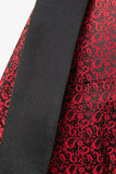 Svart Sjal Lapel Jacquard 3 Stycken Kostym Herr