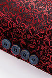 Svart Sjal Lapel Jacquard 3 Stycken Kostym Herr