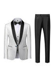 Svart Sjal Lapel Jacquard 3 Stycken Kostym Herr