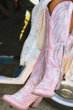 Dusty Rose Broderade Mid Calf Cowgirl Boho Stövlar