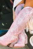 Dusty Rose Broderade Mid Calf Cowgirl Boho Stövlar