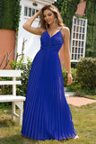 A-Line Spaghetti Remmar Royal Blue formell klänning