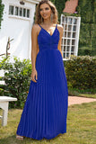 A-Line Spaghetti Remmar Royal Blue formell klänning