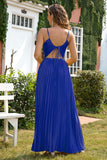 A-Line Spaghetti Remmar Royal Blue formell klänning