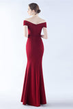 Marinblå Off the Shoulder Mermaid Crepe Formell Klänning med Slits