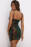 Glittrande Spaghetti Remmar Grön Bodycon Klänning