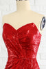 Load image into Gallery viewer, Fodralklänning Sweetheart urringning Röd Paljett Balklänning med Paljett