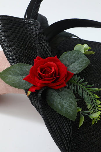 Svart Gatsby Pannband med blomma
