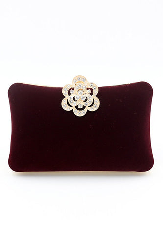 Burgundy Velvet Axelkedja Väska