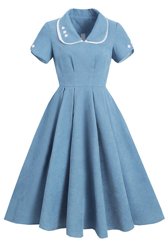 Vintage Blå 50 Tals Swingklänning