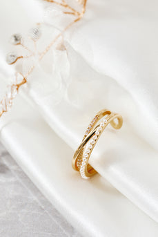 Gyllene Zircon Ring med pärla