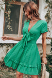 Grön vintage sommar Boho Klänning