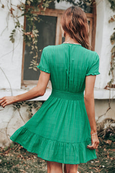 Grön vintage sommar Boho Klänning