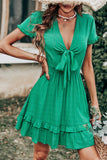Grön vintage sommar Boho Klänning