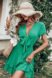 Grön vintage sommar Boho Klänning
