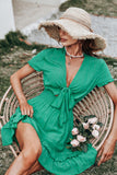 Grön vintage sommar Boho Klänning