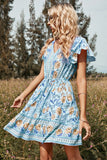Blush Flower Print Sommar Boho Klänning