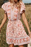 Blush Flower Print Sommar Boho Klänning