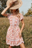 Blush Flower Print Sommar Boho Klänning