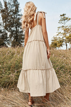 Khaki Spaghetti Remmar Sommar Boho Klänning