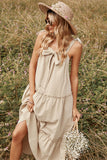 Khaki Spaghetti Remmar Sommar Boho Klänning