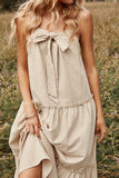 Khaki Spaghetti Remmar Sommar Boho Klänning