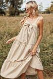 Khaki Spaghetti Remmar Sommar Boho Klänning