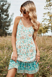 Grön blomma tryck Sommar Boho Klänning