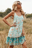 Grön blomma tryck Sommar Boho Klänning