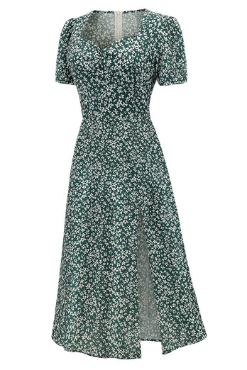 V-ringning Blommig 50 Tals Vintage Kläder