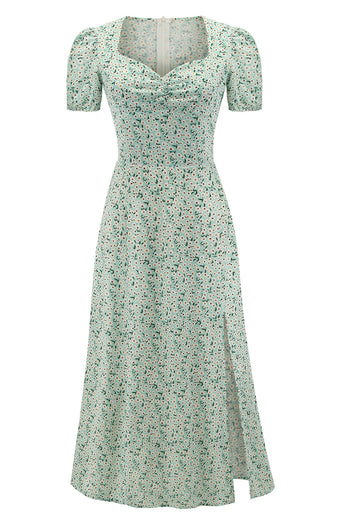 Ljusgrön Blommig 50 Tals Vintage Kläder
