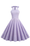 Lavendel Halterneck Rutig Vintage Kläder