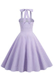 Lavendel Halterneck Rutig Vintage Kläder