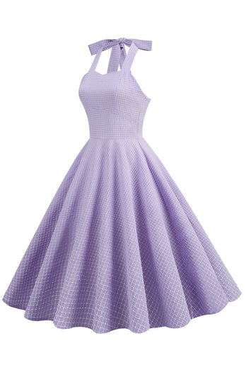 Lavendel Halterneck Rutig Vintage Kläder