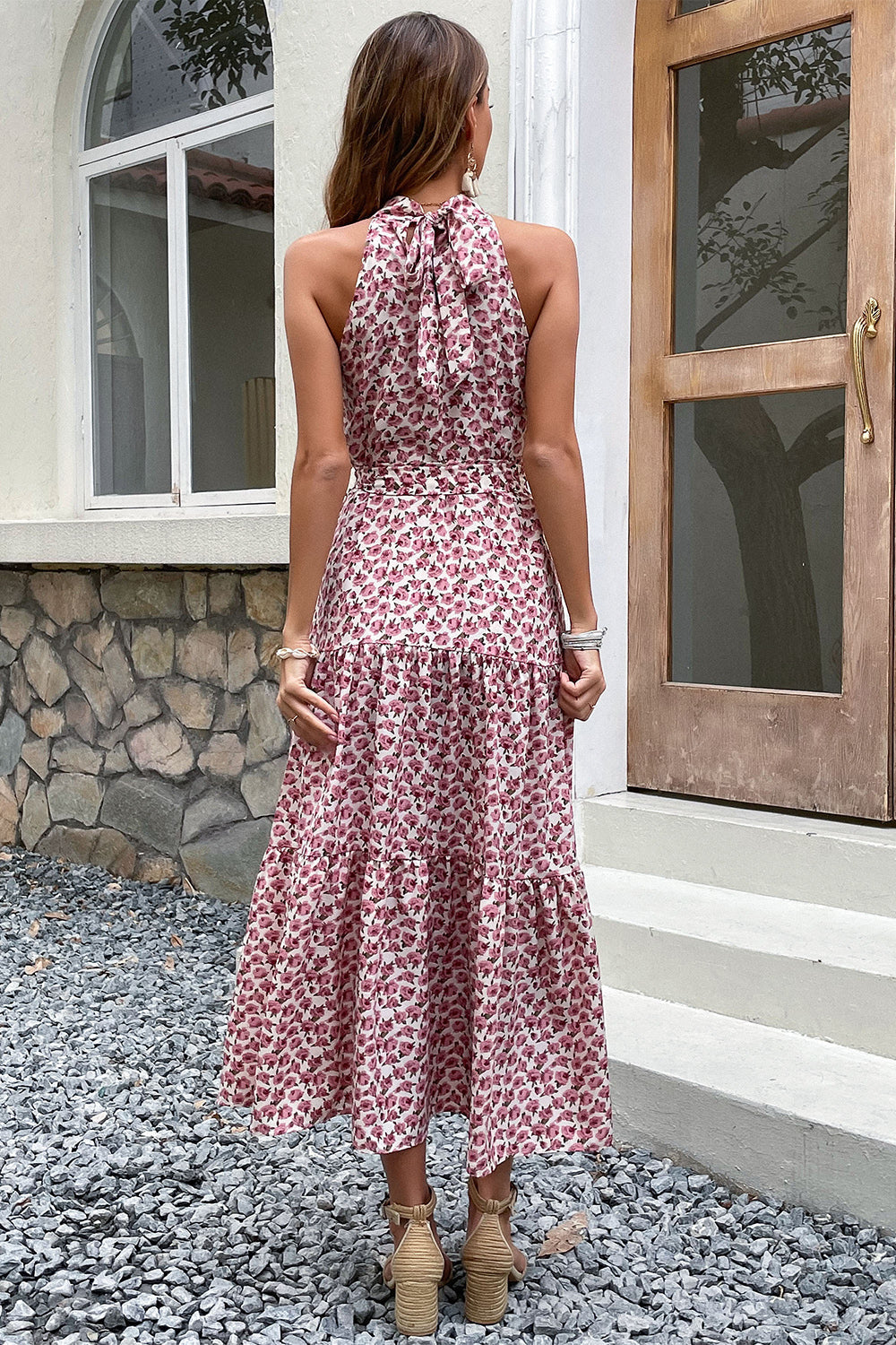 Halterneck Blommig Boho Sommarklänning