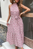 Halterneck Blommig Boho Sommarklänning