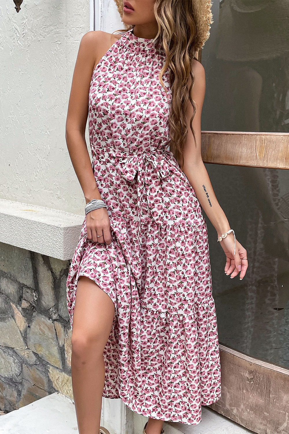 Halterneck Blommig Boho Sommarklänning