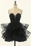 Strapless Tulle Liten Svart Klänning
