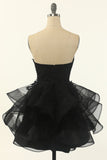Strapless Tulle Liten Svart Klänning
