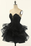 Strapless Tulle Liten Svart Klänning