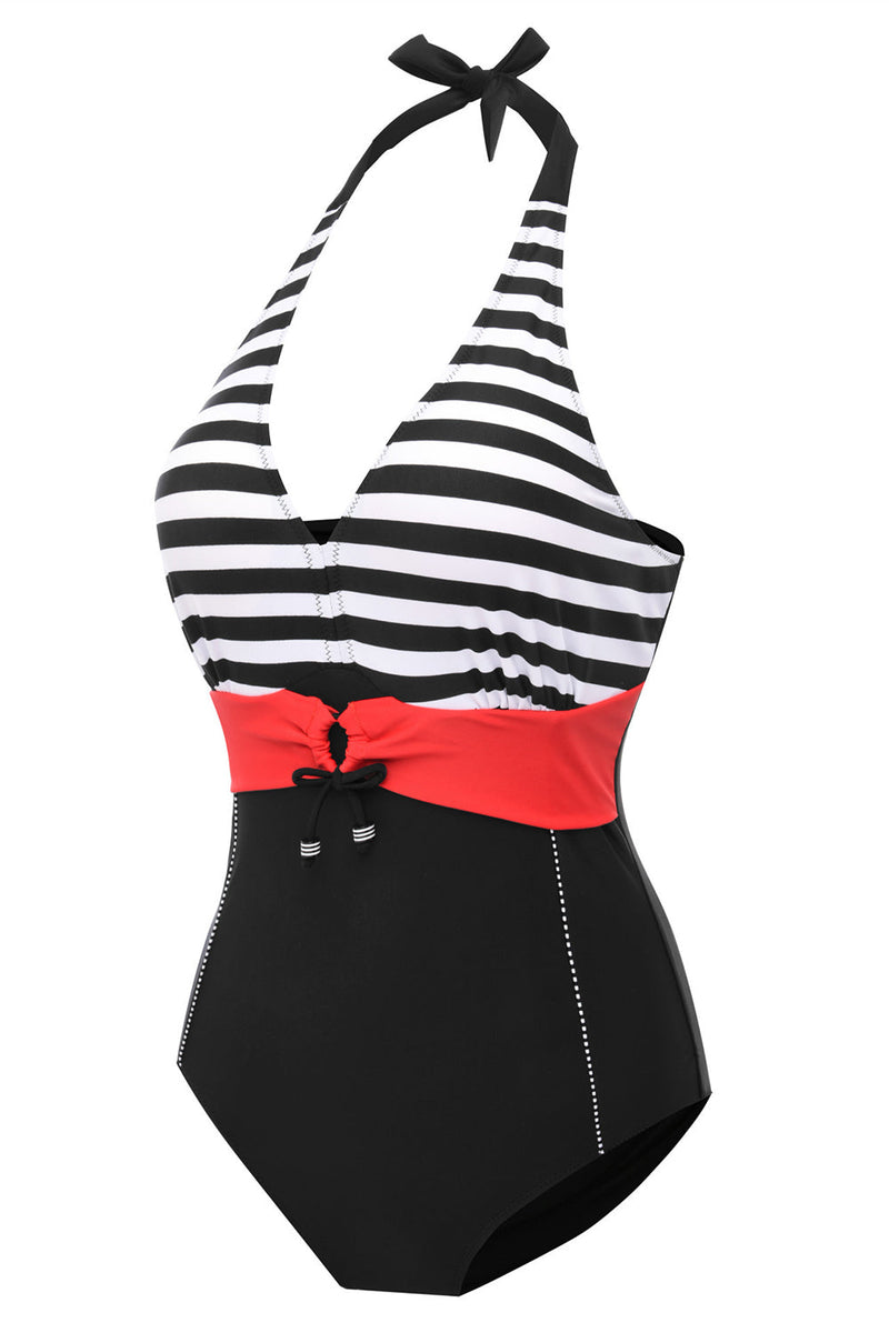 Load image into Gallery viewer, Plus Size Svart Halterneck One Piece Baddräkt