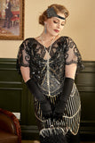 Black Six Pieces Huvudstycke Golve Örhängen 1920 -talet Tillbehör Set