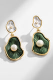 Gröna Lotus Leaf Pearl Örhängen