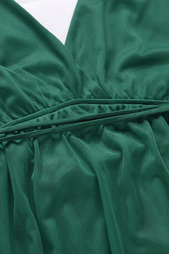 V-ringning Grön Festklänning